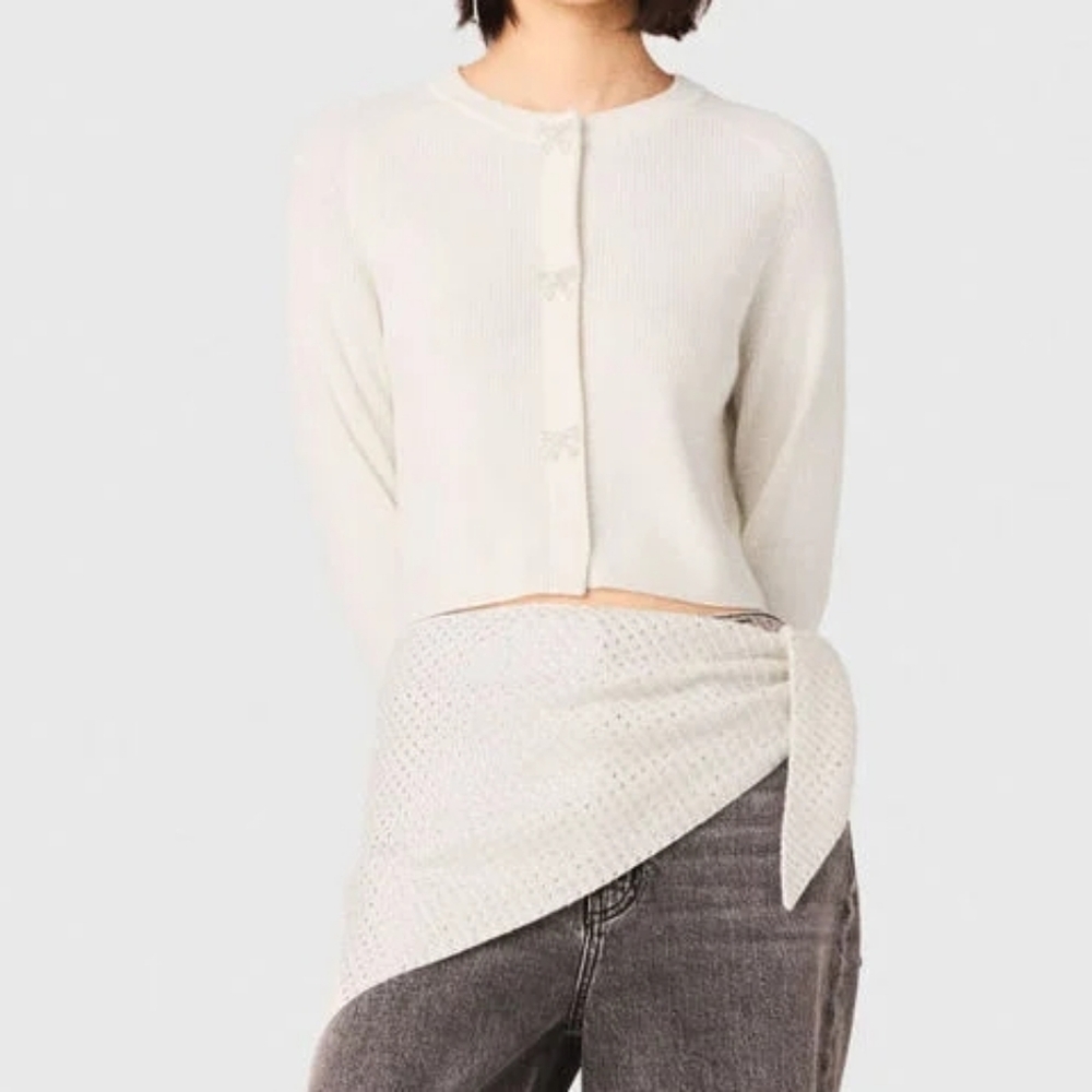 Maje Bow Jewellery Button Cardigan - Picture 3 of 14